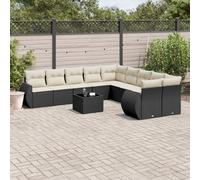 Vidaxl Salon De Jardin 11 Pcs Avec Coussins Noir Résine Tressée