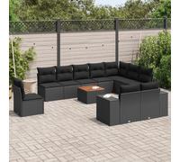 Vidaxl Salon De Jardin 11 Pcs Avec Coussins Noir Résine Tressée