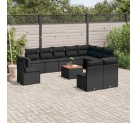 Vidaxl Salon De Jardin 11 Pcs Avec Coussins Noir Résine Tressée