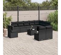 Salon de jardin 11 pcs avec coussins noir résine tressée 3219105