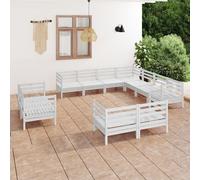 Vidaxl Salon De Jardin 11 Pcs Bois De Pin Massif Blanc