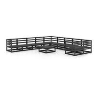 Vidaxl Salon De Jardin 11 Pcs Bois De Pin Massif Noir