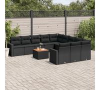 Vidaxl Salon De Jardin 12 Pcs Avec Coussins Noir Résine Tressée