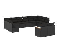 Vidaxl Salon De Jardin 12 Pcs Avec Coussins Noir Résine Tressée