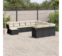 Salon de Jardin avec Coussins Meubles Terrasse 12 pcs Noir Résine Tressée vidaXL