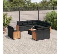 Vidaxl Salon De Jardin 12 Pcs Avec Coussins Noir Résine Tressée