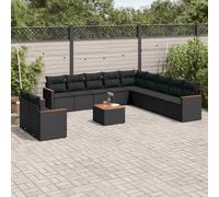 Vidaxl Salon De Jardin 12 Pcs Avec Coussins Noir Résine Tressée