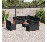 Vidaxl Salon De Jardin 12 Pcs Avec Coussins Noir Résine Tressée