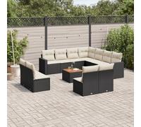 Salon de Jardin avec Coussins Canapés Patio 12 pcs Noir Résine Tressée vidaXL