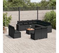 Salon de jardin modulable resine tressee noir 12 pieces x 65.5 x 69 11 personnes