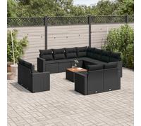 Vidaxl Salon De Jardin 12 Pcs Avec Coussins Noir Résine Tressée