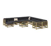 Vidaxl Salon De Jardin 12 Pcs Bois De Pin Imprégné