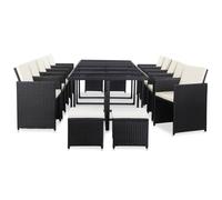 Salon de Jardin 15 pcs avec Coussins Résine Tressée Mobilier Dîner vidaXL