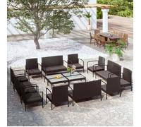Vidaxl Salon De Jardin 16 Pcs Avec Coussins Résine Tressée Noir