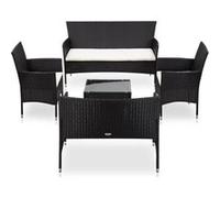 Salon de Jardin 5 pcs avec Coussins Résine Tressée Noir Mobilier Patio vidaXL