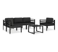 vidaXL Salon de jardin - 2 canapés d'angle + 2 canapés central + 1 fauteuil + 1 table - Aluminium Anthracite gris G