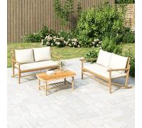 vidaXL Salon de jardin 2 pcs avec coussins blanc crème bambou, ensemble de salon de jardin, salons de patio, siège de 363461