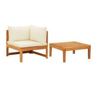 Vidaxl Salon De Jardin 2 Pcs Avec Coussins Blanc Crème Bois D'acacia