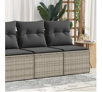 vidaXL Salon de jardin 4 pièces en polyrotin et acacia avec coussins gris clair