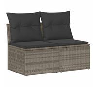 vidaXL Salon de jardin 4 pièces en polyrotin et acacia avec coussins gris clair