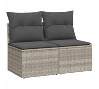 vidaXL Salon de jardin 2 pièces avec coussins Polyrotin Acacia Gris clair