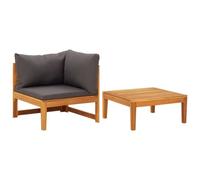 Vidaxl Salon De Jardin 2 Pcs Avec Coussins Gris Foncé Bois D'acacia Gris
