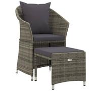 Vidaxl Salon De Jardin 2 Pcs Avec Coussins Gris Résine Tressée