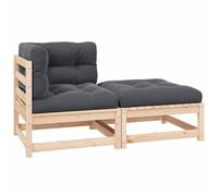 Vidaxl Salon De Jardin 2 Pcs Avec Coussins Bois De Pin Massif