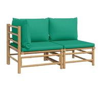 vidaXL Salon de jardin 2 pcs avec coussins vert bambou