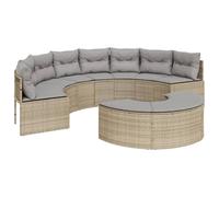 vidaXL Salon de Jardin 2 pcs Demi Rond Beige résine tressée