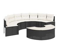 vidaXL Salon de Jardin 2 pcs Demi Rond Noir résine tressée