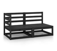 Vidaxl Salon De Jardin 2 Pcs Noir Bois De Pin Massif Noir