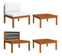 Vidaxl Salon De Jardin 2 Pcs Avec Coussins Bois D'acacia Solide Blanc