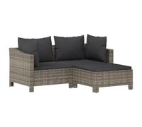 vidaXL Salon de jardin 2 pièces en résine tressée avec coussins Gris