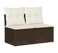 vidaXL Salon de jardin 4 pièces 3325249 – Résine tressée acacia marron avec coussins