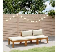 vidaXL Bois d'Acacia Solide Salon de Jardin 3 pcs avec Coussin Mobilier de Patio Meubles d'Extérieur Mobilier de Jardin Meubles de Terrasse Crème
