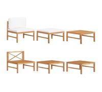 Vidaxl Salon De Jardin 3 Pcs Avec Coussins Crème Bois De Teck