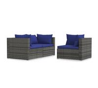 Vidaxl Salon De Jardin 3 Pcs Avec Coussins Gris Résine Tressée Gris
