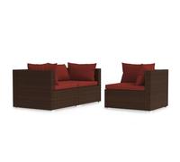 Vidaxl Salon De Jardin 3 Pcs Avec Coussins Marron Résine Tressée Marron