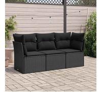 vidaXL Salon de jardin 3 pcs avec coussins noir résine tressée 3249044