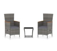 Vidaxl Salon De Jardin 3 Pcs Avec Coussins Résine Tressée Gris Gris