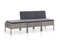 Vidaxl Salon De Jardin 3 Pcs Avec Coussins Résine Tressée Gris Multicolore
