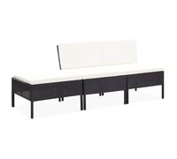 vidaXL Salon de jardin 3 pcs avec coussins Résine tressée Noir