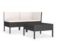 vidaXL Salon de Jardin 3 pcs avec Coussins Mobilier de Patio Meubles de Terrasse Mobilier d'Extérieur Arrière-Cour Résine Tressée Noir