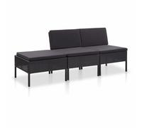 Vidaxl Salon De Jardin 3 Pcs Avec Coussins Résine Tressée Noir Noir