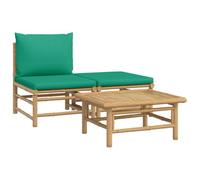 vidaXL Salon de jardin 3 pcs avec coussins vert bambou 362290