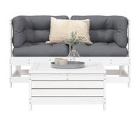 Vidaxl Salon De Jardin 3 Pcs Blanc Bois De Pin Massif