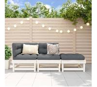 vidaXL Salon de Jardin 3 pcs, Canapés avec Repose-pieds, Sièges avec Dossier et Accoudoir, Meubles de Terrasse Patio, Blanc 825409