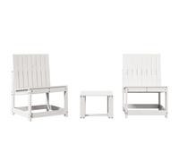 vidaXL Salon de Jardin 3 pcs, Canapés de Patio, Ensemble de Meubles, Mobilier de Terrasse Arrière-Cour Exterieur, Blanc Bois Massif de Pin