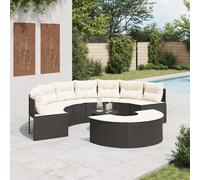 Vidaxl Salon De Jardin 3 Pcs Demi-Rond Noir Résine Tressée